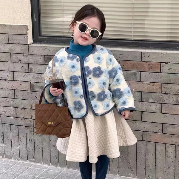 جاكيت الورود الازرق الدافئ